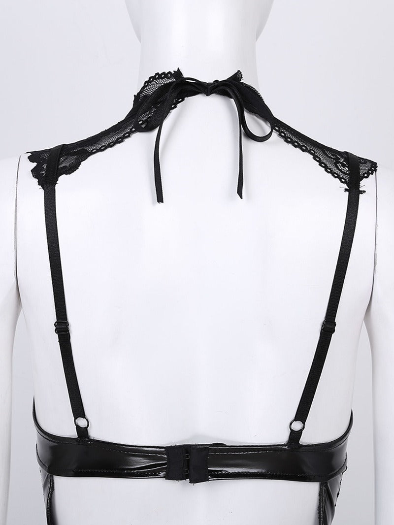 Women's Black Leather Lingerie