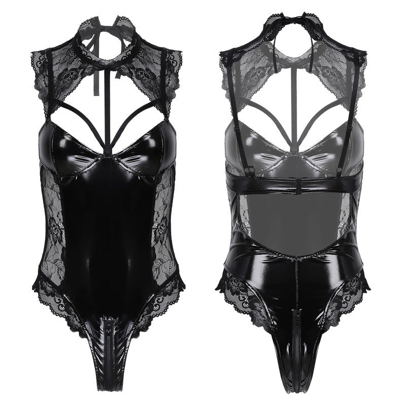 Women's Black Leather Lingerie